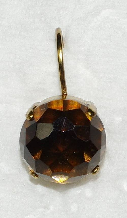 MARIANA EARRINGS: amber stone in 1/2" european gold setting, lever back