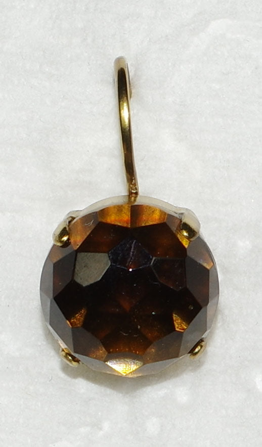 MARIANA EARRINGS: amber stone in 1/2" european gold setting, lever back
