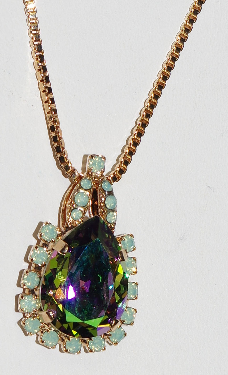 MARIANA PENDANT: purple a/b, pacific opal stones in 1.25" rose gold setting, 32" adjustable chain