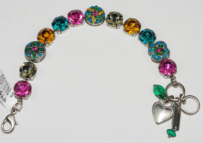 MARIANA BRACELET SELENE: pink, teal, amber stones in silver setting