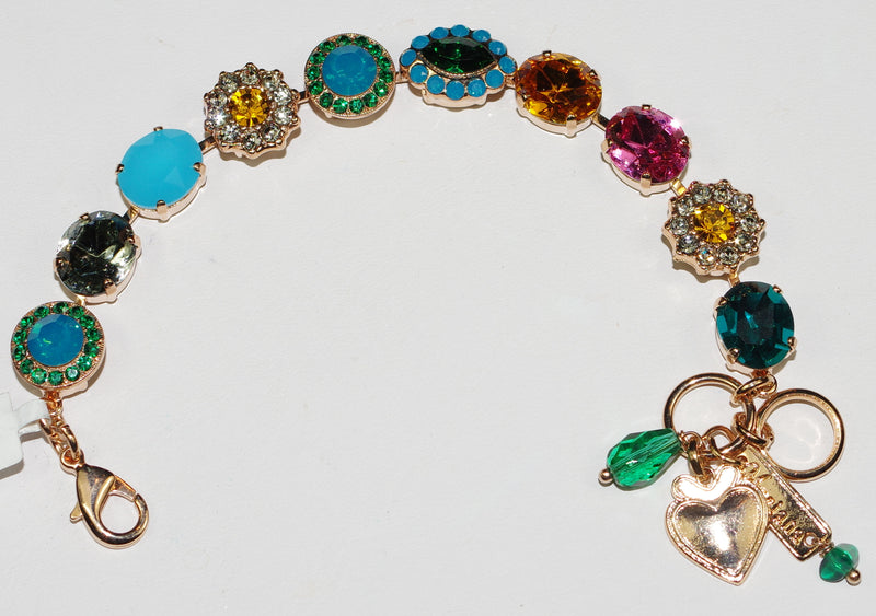 MARIANA BRACELET SELENE: green, pink, amber, blue stones in rose gold setting