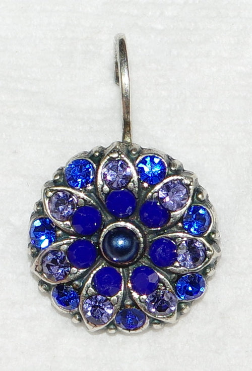 MARIANA EARRINGS ELECTRA GUARDIAN: blue, purple stones in 5/8" silver setting, lever back