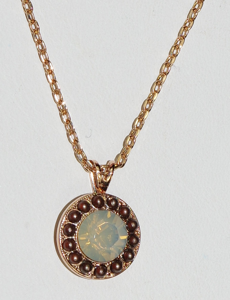 MARIANA PENDANT APHRODITE: white, brown stones in 1/2" rose gold setting, 18" adjustable chain