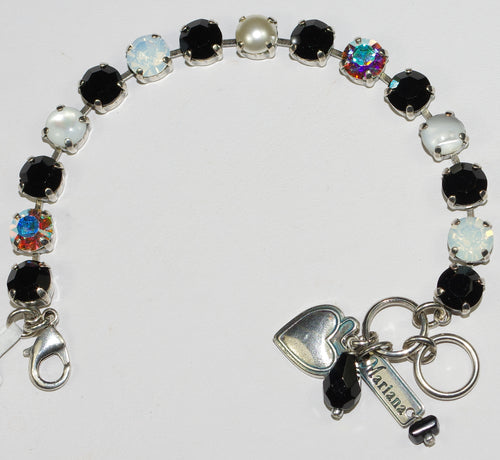 MARIANA BRACELET BETTE ST MARTIN: black, white, pearl, a/b stones in silver rhodium setting