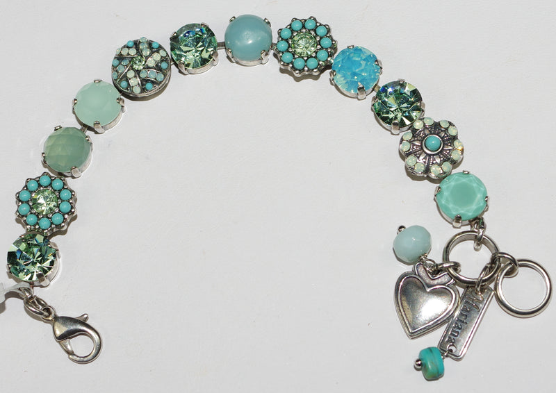 MARIANA BRACELET ATHENA: turq, pacific opal, green 1/2" stones in silver rhodium setting