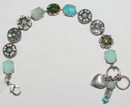 MARIANA BRACELET ATHENA: turq, pacific opal, green 1/2" stones in silver setting