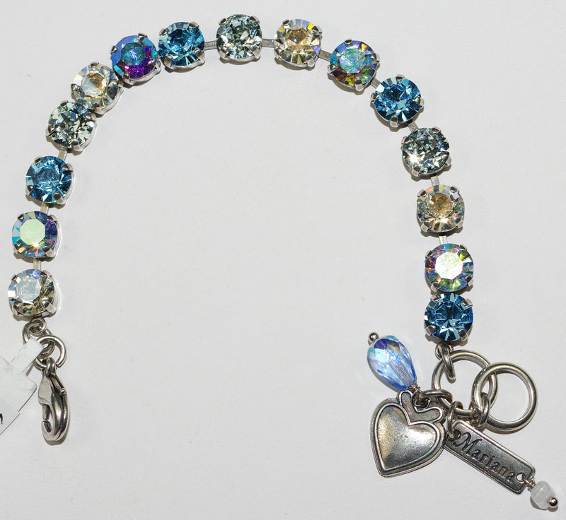 MARIANA BRACELET BETTE ITALIAN ICE: 3/8" clear, blue stones in silver rhodium setting