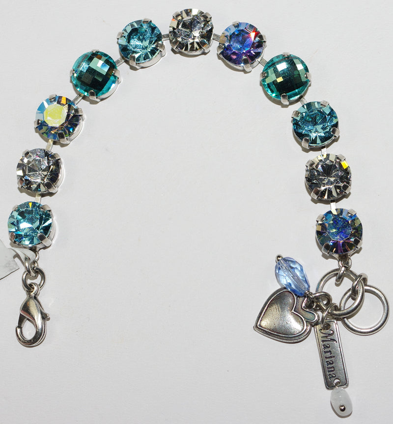 MARIANA BRACELET ITALIAN ICE: 1/2" blue, clear, a/b stones in silver rhodium setting