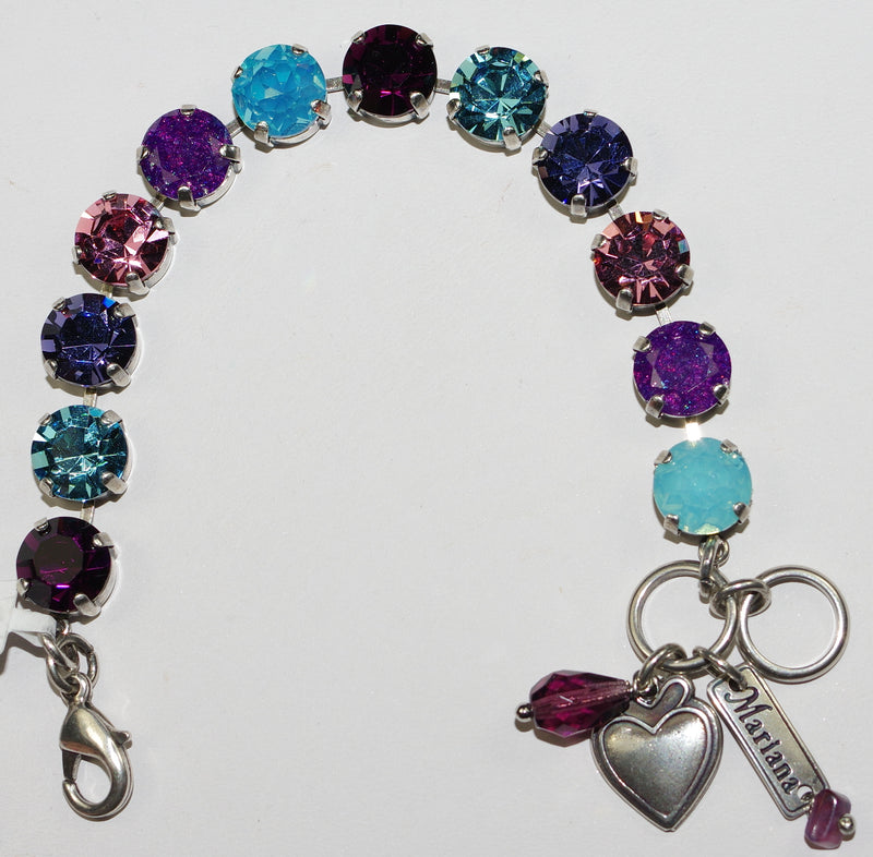 MARIANA BRACELET COTTON CANDY: 3/8" purple, blue, pink stones in silver setting