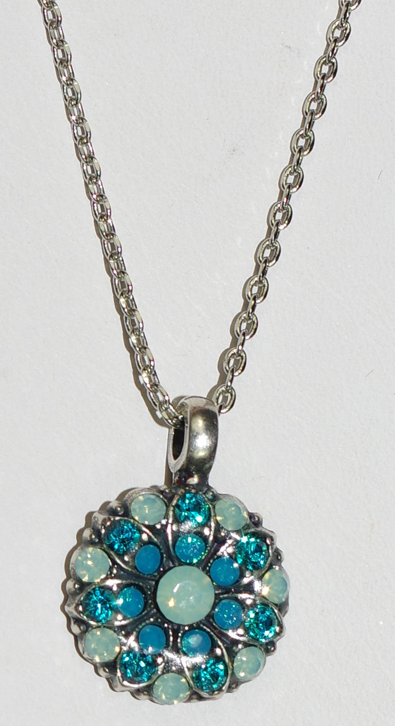 MARIANA ANGEL PENDANT BAHAMAS: blue, pacific opal stones in silver rhodium setting, 18" adjustable chain