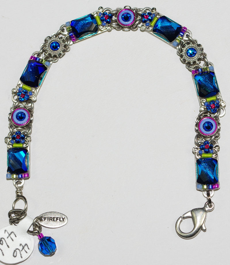 FIREFLY BRACELET MOSAIC MIRROR BB: multi color stones in silver setting