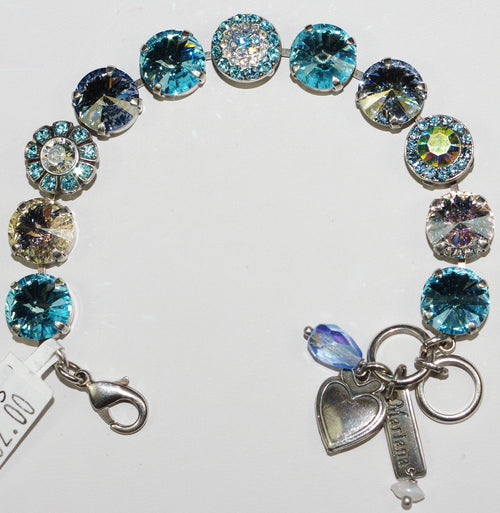 MARIANA BRACELET ITALIAN ICE: clear, blue 1/2" stones in silver rhodium setting