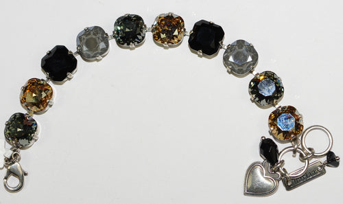 MARIANA BRACELET ADELINE: amber, black, grey stones in silver rhodium setting