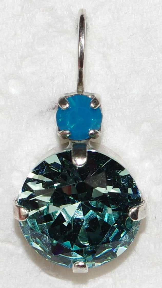 MARIANA EARRINGS ZANZIBAR: blue, teal stones in 7/8" silver setting, lever backs