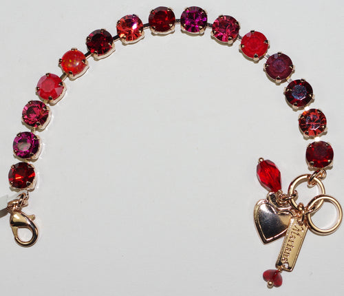 MARIANA BRACELET BETTE FIRE: pink, red, simulated opal 1/4" stones in rose gold setting