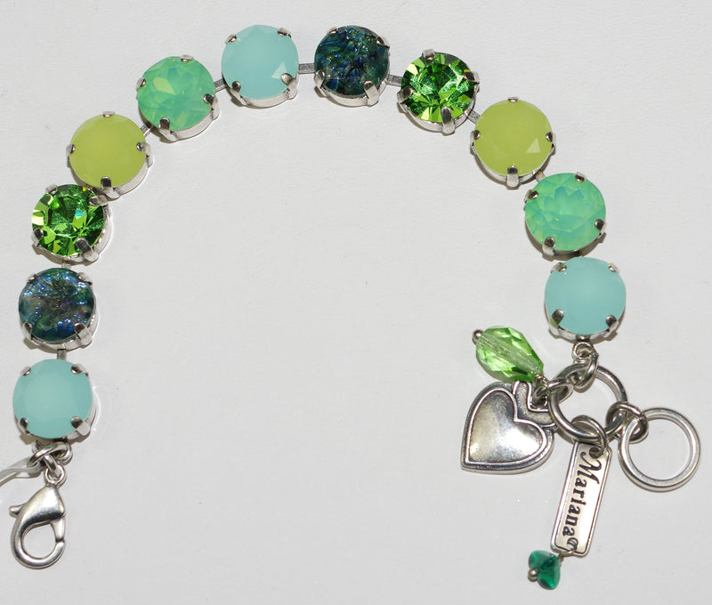 MARIANA BRACELET FERN: green, pacific opal, blue 1/2" stones in silver rhodium setting