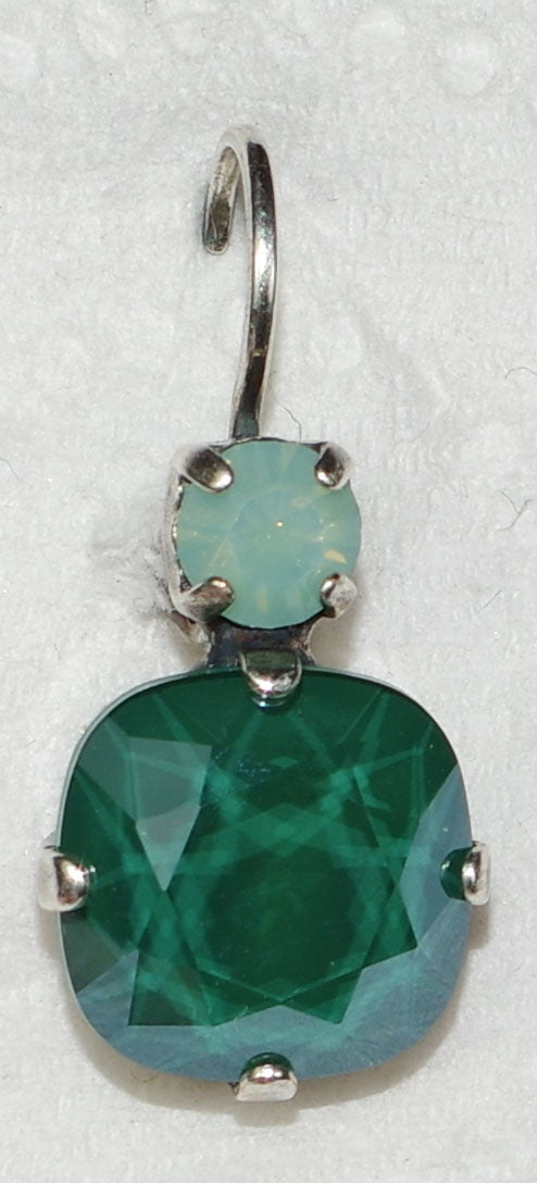 MARIANA EARRINGS FERN: green, pacific opal stones in 3/4" silver rhodium setting, lever back