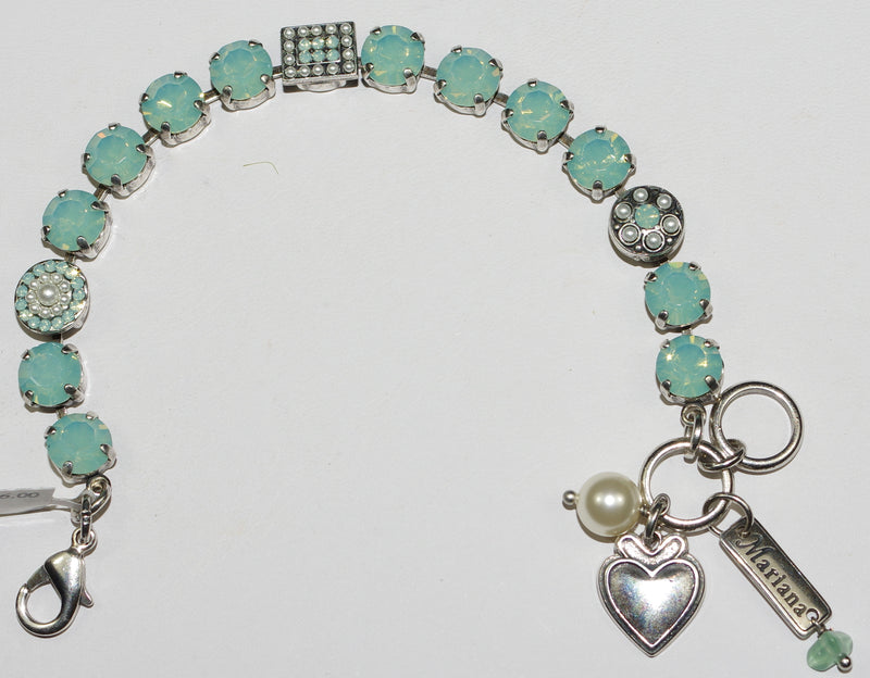 MARIANA BRACELET: pacific opal, pearl 1/4" stones in silver rhodium setting