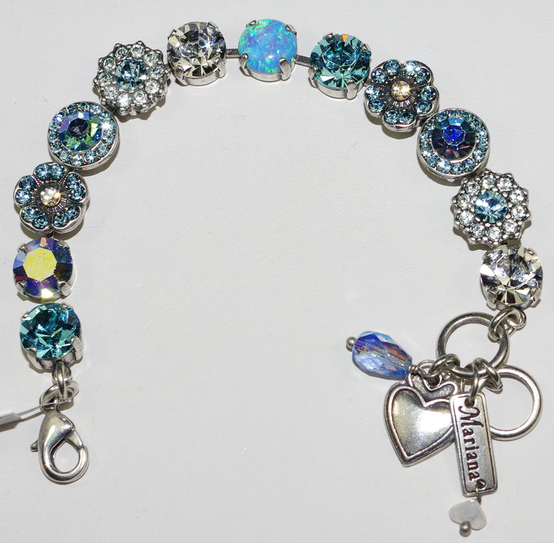 MARIANA BRACELET ITALIAN ICE: blue, clear, a/b, simulated opal 1/2" stones in silver rhodium setting