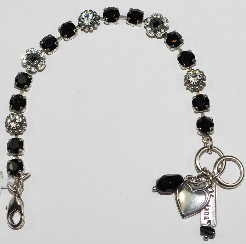 MARIANA  BRACELET CHECKMATE: black, clear 3/8" stones in silver rhodium setting