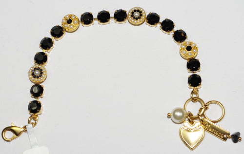 MARIANA  BRACELET: black, pearl 3/8" stones in yellow gold setting