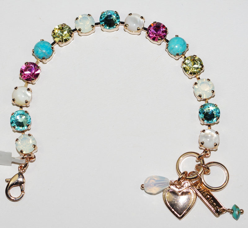 MARIANA BRACELET BETTE MARGARITA: blue, white, pink, yellow 1/4" stones in rose gold setting