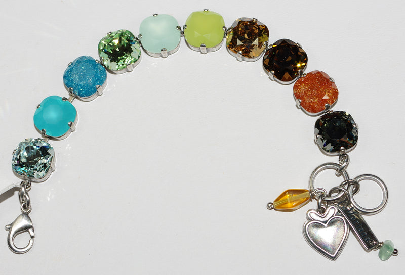 MARIANA  BRACELET FORGET ME NOT: amber, brown, blue, pacific opal stones in silver rhodium setting