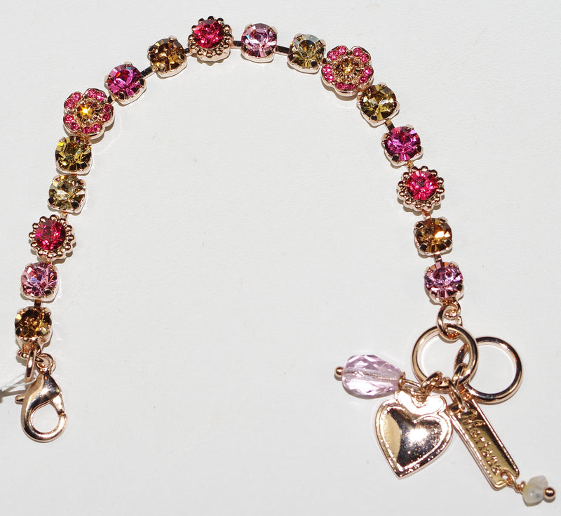 MARIANA BRACELET GINGERBREAD: pink, amber 3/8" stones in rose gold setting