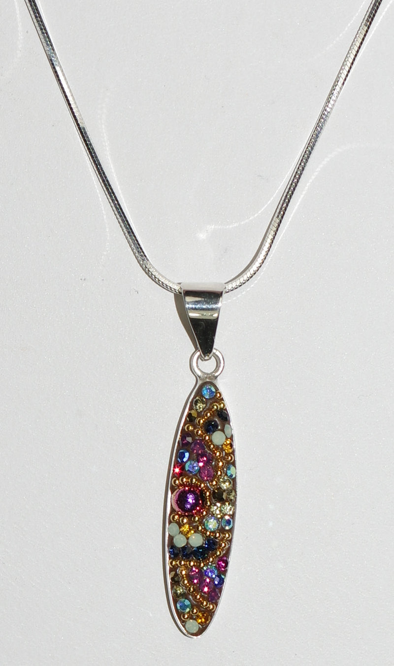 MOSAICO PENDANT PP-8679-K: multi color Austrian crystals in 1" solid silver pendant, 18-20 inch adjustable silver chain