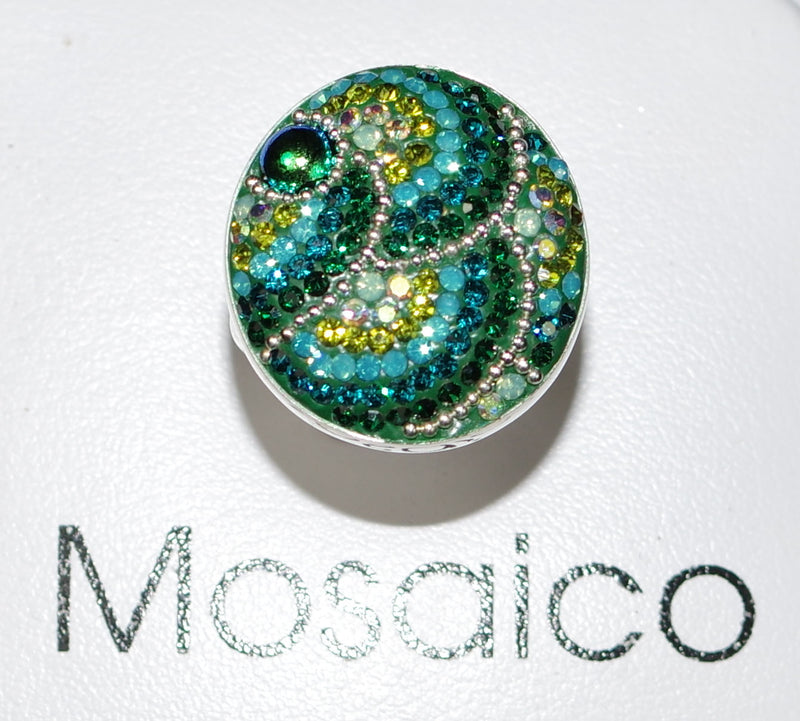 MOSAICO RING PR-8600-E: multi color Austrian crystals in 1" solid silver adjustable setting