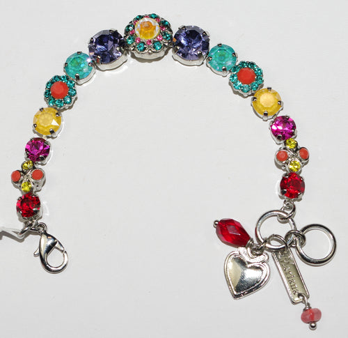 MARIANA BRACELET POPPY: yellow, blue, orange, pink stones in silver rhodium setting