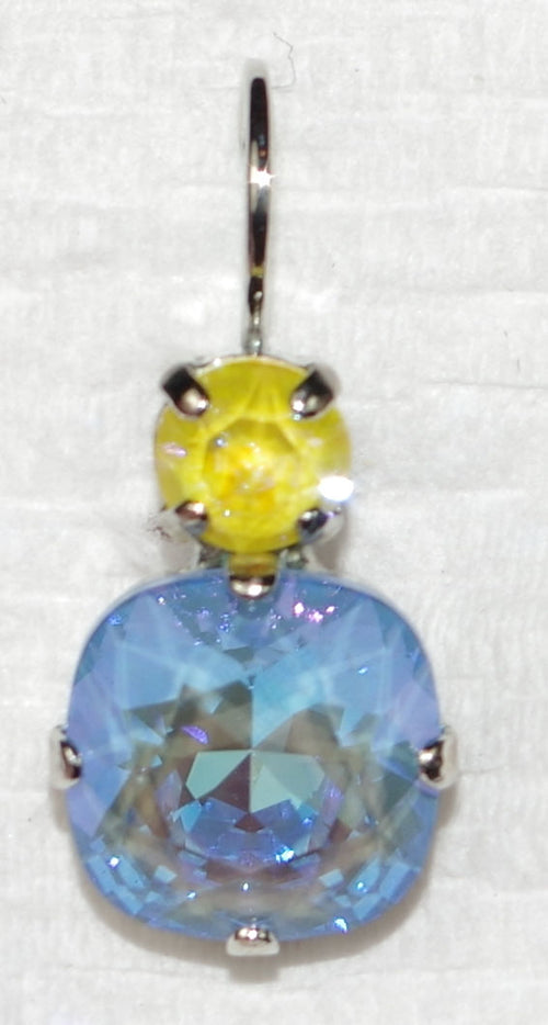 MARIANA EARRINGS SUN KISSED POPPY: blue, yellow ultra stones in rhodium setting, lever back