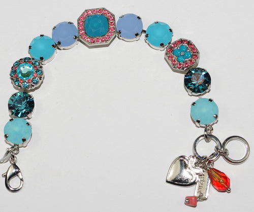 MARIANA BRACELET BIRD OF PARADISE:  blue, orange stones in rhodium setting