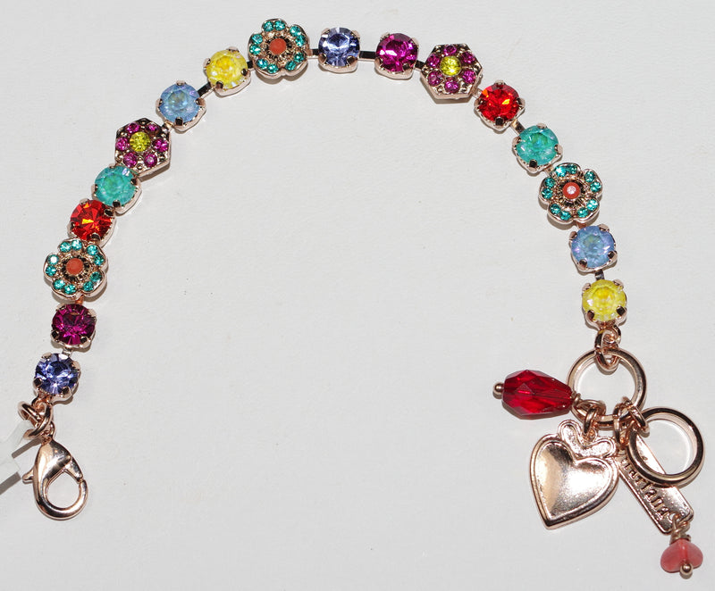 MARIANA BRACELET POPPY: blue, red, yellow, pink stones in rose gold setting