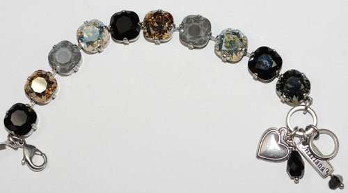 MARIANA BRACELET BLACK ORCHID: black, gray, amber, clear stones in silver rhodium setting