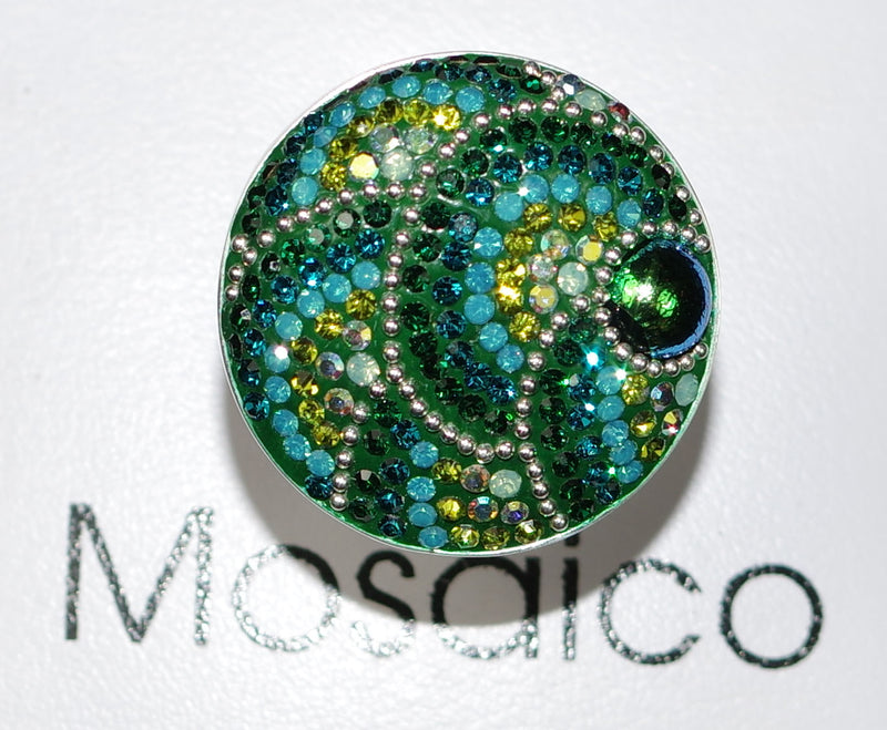 MOSAICO RING PR-8614-E: multi color Austrian crystals in 1.25" solid silver adjustable setting
