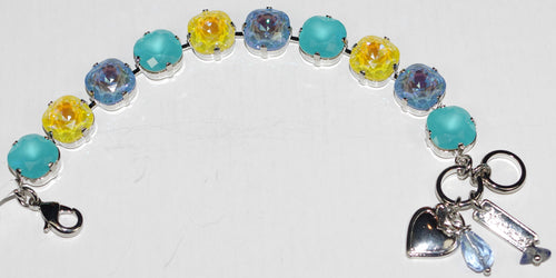MARIANA BRACELET SUN KISSED: teal, yellow, blue 1/2" stones in rhodium setting