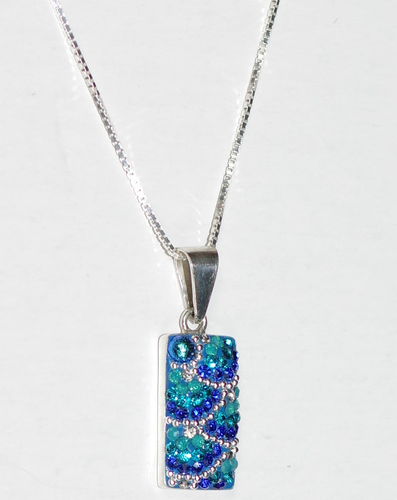 MOSAICO PENDANT PP-8548-C: multi color Austrian crystals in 3/4" solid silver pendant, 18-20 inch adjustable silver chain