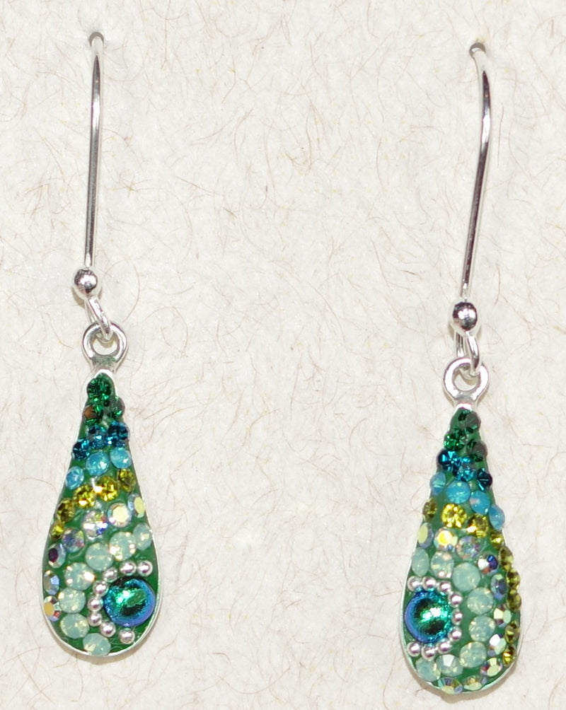 MOSAICO EARRINGS PE-8124-E: multi color Austrians crystals in 1.25" solid silver setting, french wire backs
