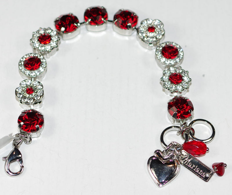 MARIANA BRACELET RED: clear, red stones in silver rhodium setting