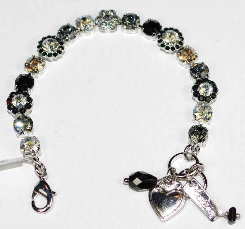 MARIANA BRACELET BLACK ORCHID: amber, black, grey, clear stones in silver rhodium setting