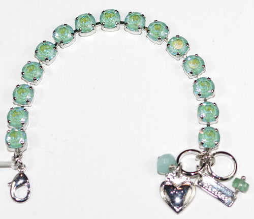 MARIANA BRACELET BETTE SUN KISSED: blue/green sun kissed 1/4" amber stones in silver rhodium setting