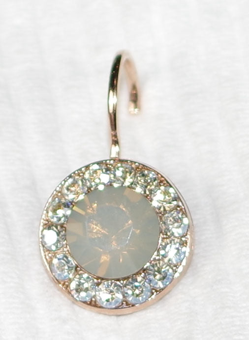 MARIANA EARRINGS PEACE: clear, grey stones in 1/2" rose gold setting, lever back