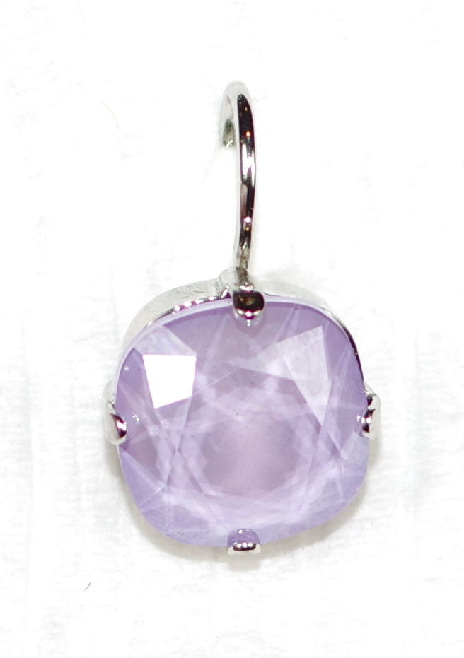 MARIANA EARRINGS ROMANCE: purple stone in 1/2" silver rhodium setting, lever back