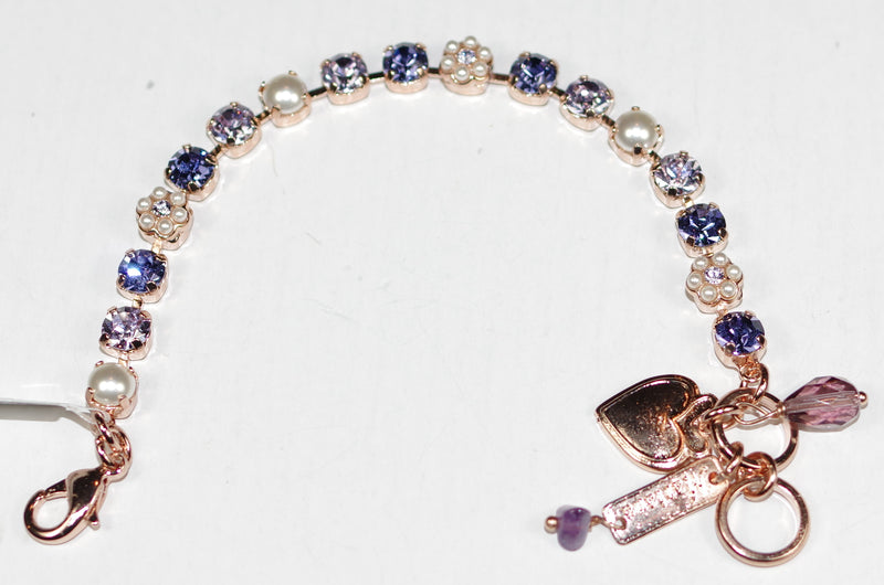 MARIANA BRACELET ROMANCE: purple, pearl 1/4" stones in rose gold setting