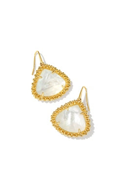 KENDRA SCOTT EARRINGS FRAMED KENDALL LARGE DROP GOLD IVORY MOTHER OF PEARL