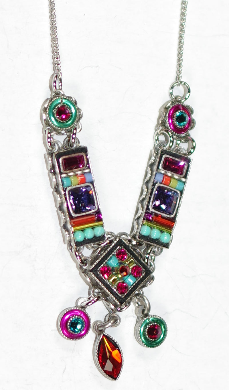 FIREFLY NECKLACE PETITE DOLCE VITA NECKLACE MC: multi color stones in 2", silver 18" adjustable chain