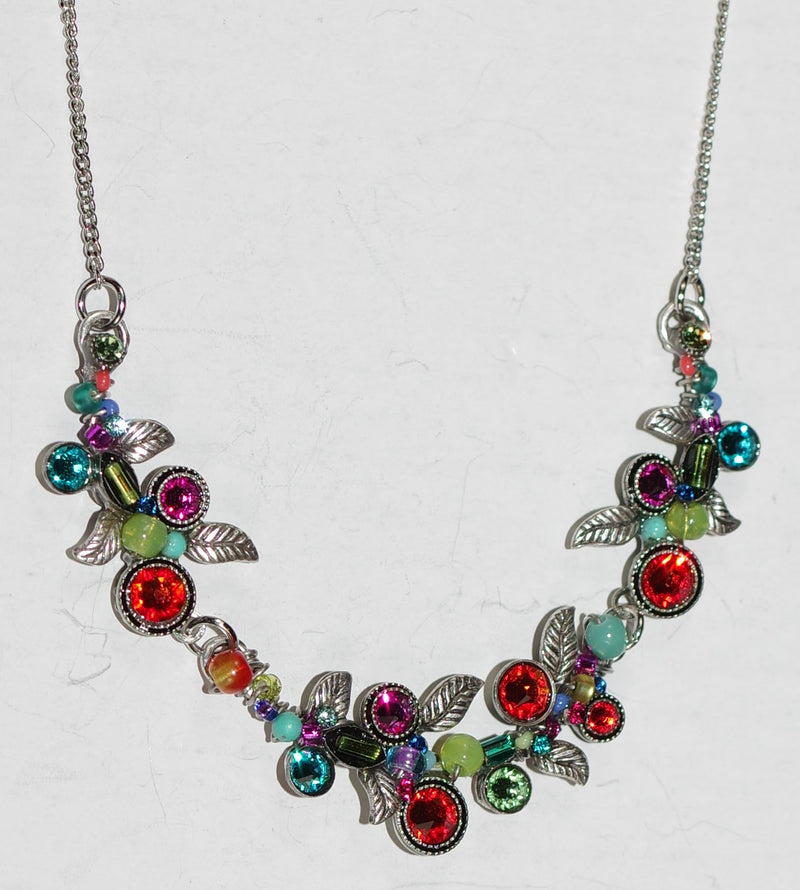 FIREFLY NECKLACE SCALLOP NECKLACE MC: multi color stones in 3.5", silver 18" adjustable chain
