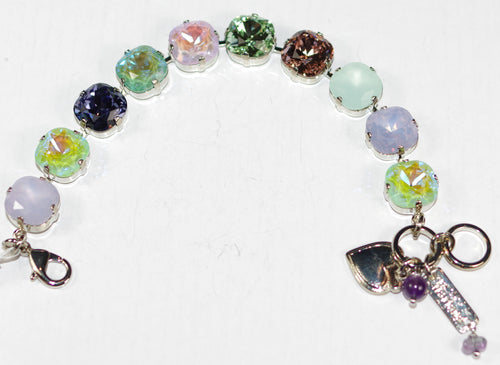 MARIANA BRACELET MATCHA: purple, peach, pink, green sunkissed stones in silver rhodium setting