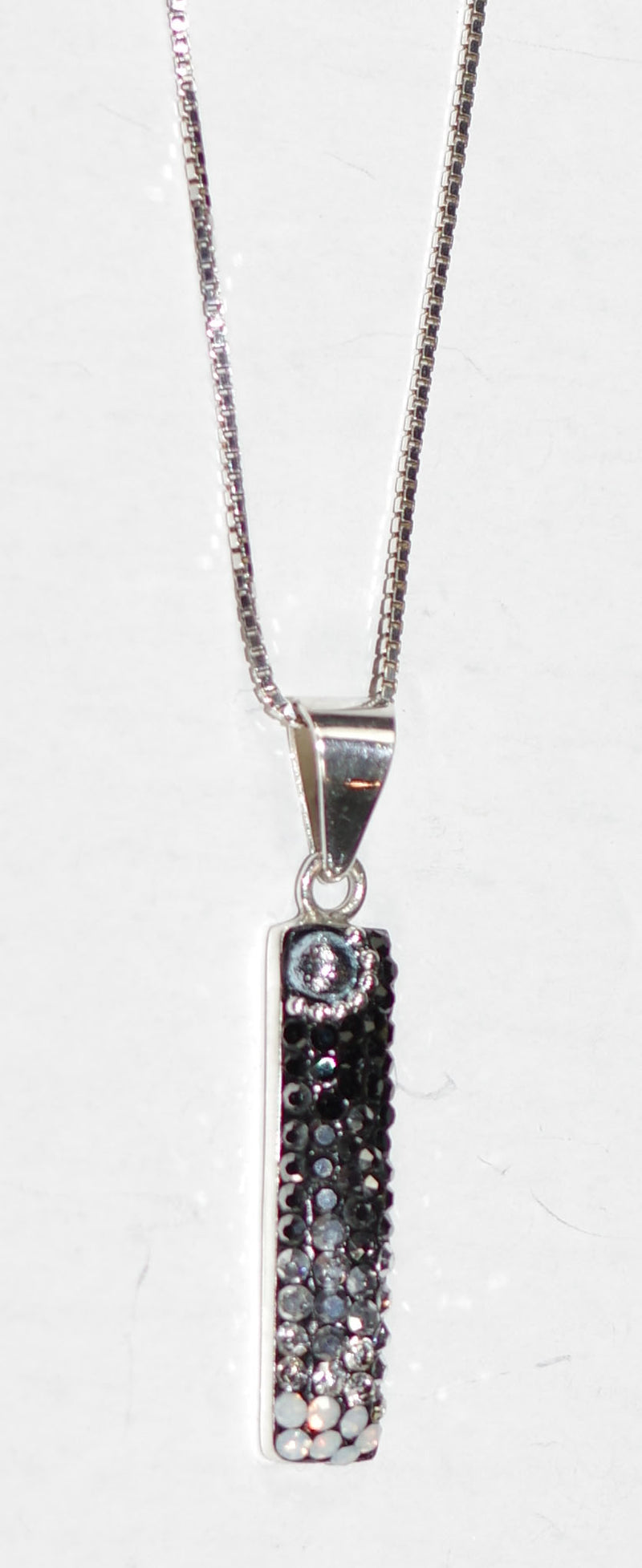 MOSAICO PENDANT PP-8549-H: multi color Austrian crystals in 1.25" solid silver pendant, 18-20 inch adjustable silver chain